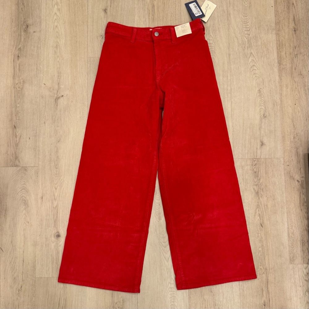 Red Corduroy Sailor high waist wide leg jeans